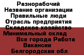 Разнорабочий › Название организации ­ Правильные люди › Отрасль предприятия ­ Складское хозяйство › Минимальный оклад ­ 28 000 - Все города Работа » Вакансии   . Белгородская обл.